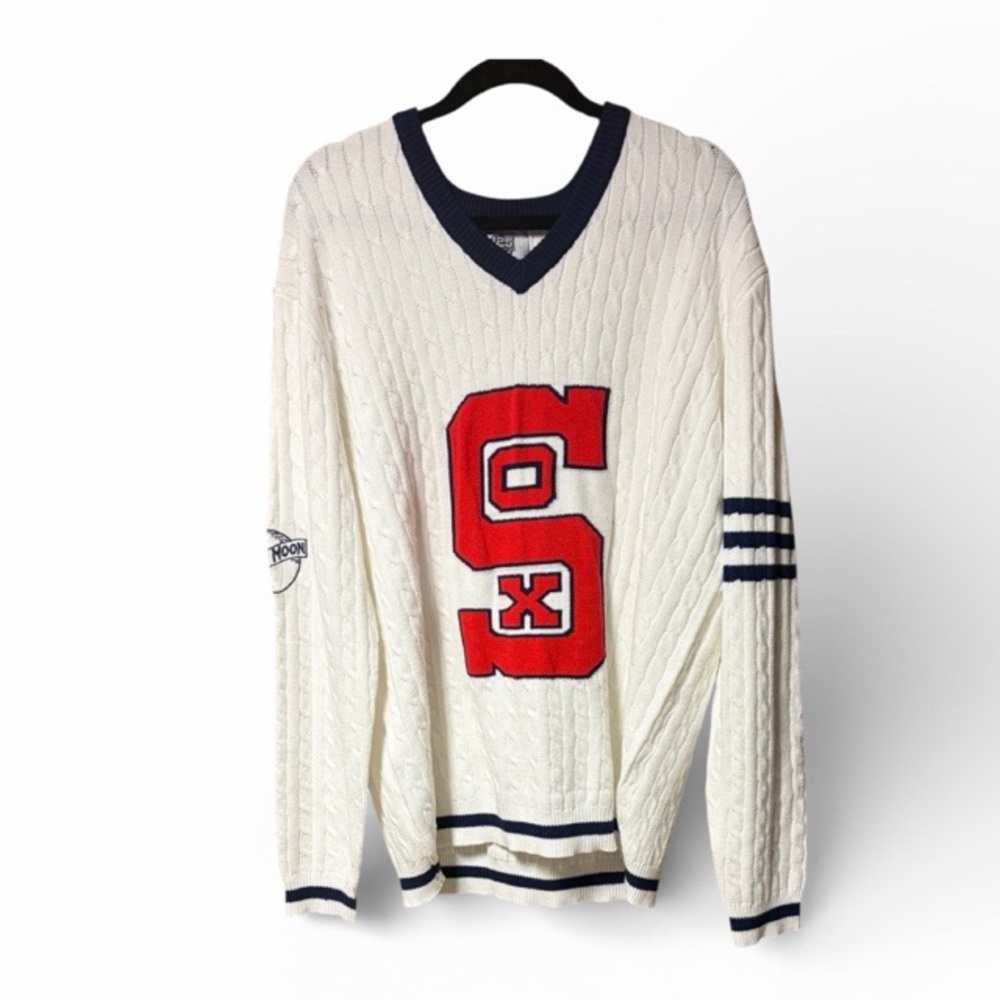 MLB Chicago White Sox 125th Anniversary Cable Knit‎ Varsity Sweater